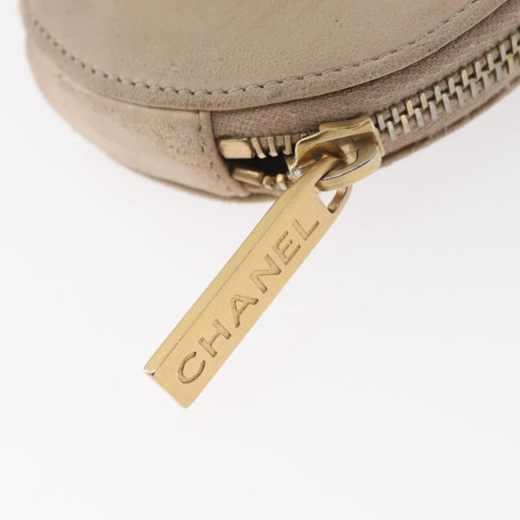 CHANEL Coin Purse Lamb Skin Beige Gold CC Auth bs33865