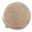 CHANEL Coin Purse Lamb Skin Beige Gold CC Auth bs33865-13