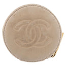 CHANEL Coin Purse Lamb Skin Beige Gold CC Auth bs33865-2