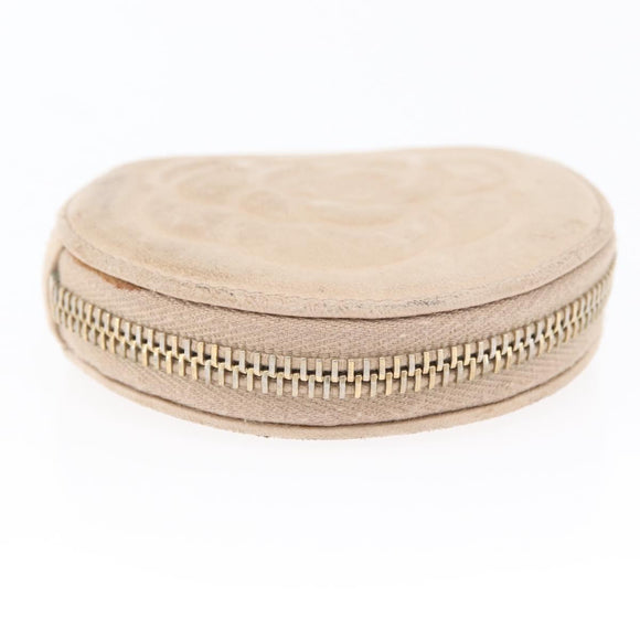 CHANEL Coin Purse Lamb Skin Beige Gold CC Auth bs33865