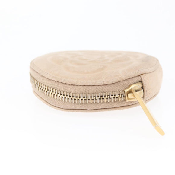 CHANEL Coin Purse Lamb Skin Beige Gold CC Auth bs33865