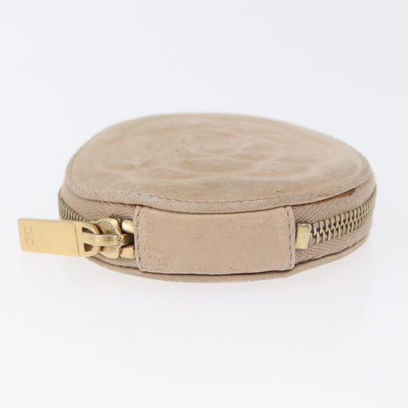 CHANEL Coin Purse Lamb Skin Beige Gold CC Auth bs33865
