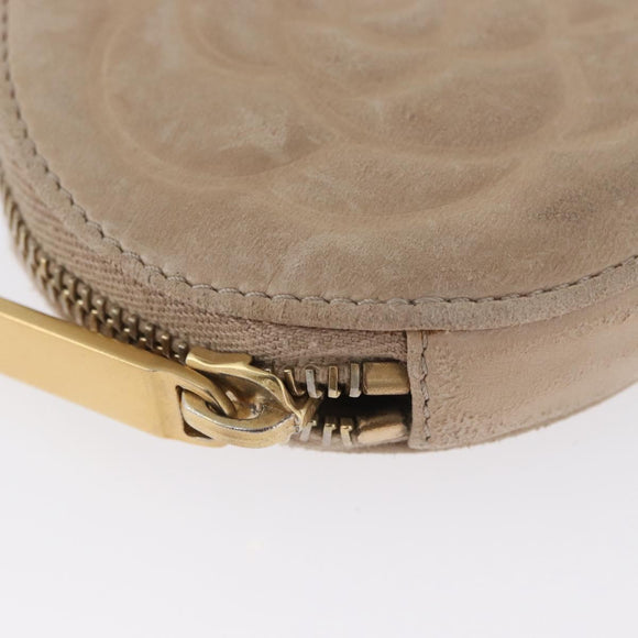 CHANEL Coin Purse Lamb Skin Beige Gold CC Auth bs33865