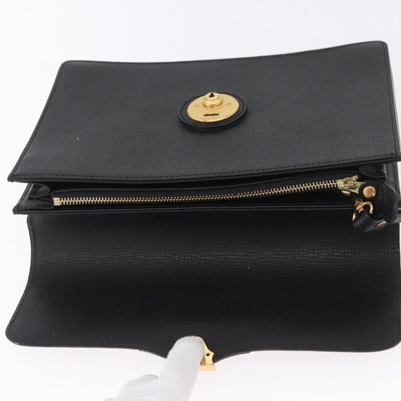 BURBERRY Clutch Bag Leather Black Gold Auth bs33867