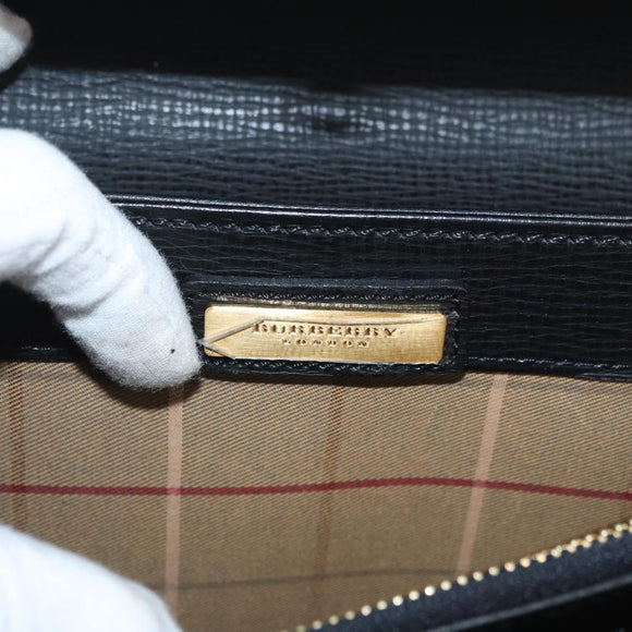 BURBERRY Clutch Bag Leather Black Gold Auth bs33867