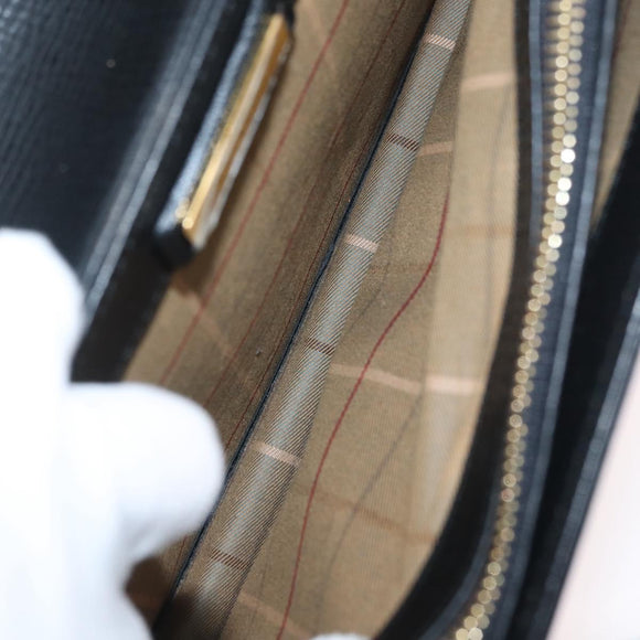 BURBERRY Clutch Bag Leather Black Gold Auth bs33867