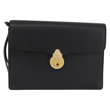 BURBERRY Clutch Bag Leather Black Gold Auth bs33867 - 0
