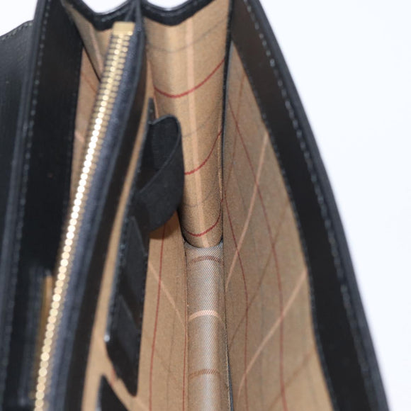 BURBERRY Clutch Bag Leather Black Gold Auth bs33867