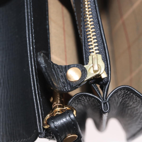 BURBERRY Clutch Bag Leather Black Gold Auth bs33867