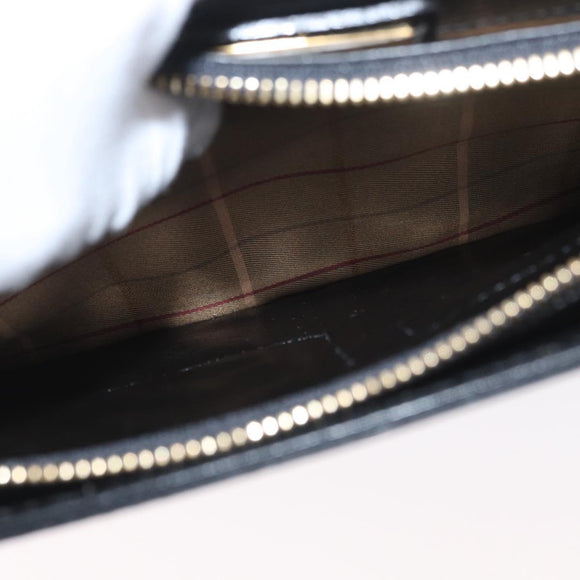 BURBERRY Clutch Bag Leather Black Gold Auth bs33867