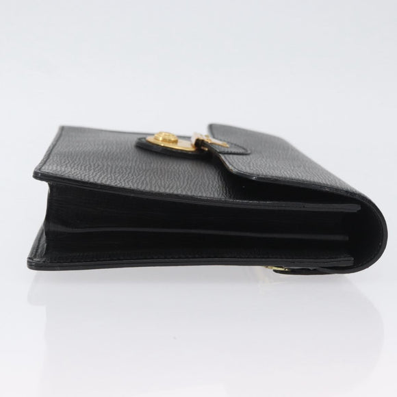 BURBERRY Clutch Bag Leather Black Gold Auth bs33867