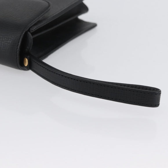 BURBERRY Clutch Bag Leather Black Gold Auth bs33867