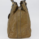 FENDI Hand Bag Patent leather Khaki Gold Auth bs33869-3