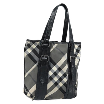 BURBERRY Nova Check Tote Bag Nylon Black Silver Auth bs33871