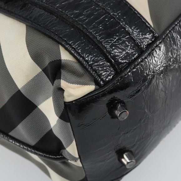 BURBERRY Nova Check Tote Bag Nylon Black Silver Auth bs33871