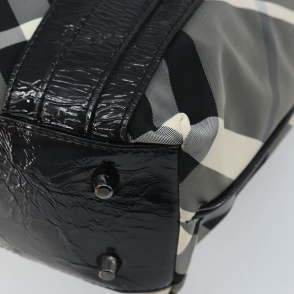 BURBERRY Nova Check Tote Bag Nylon Black Silver Auth bs33871