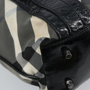 BURBERRY Nova Check Tote Bag Nylon Black Silver Auth bs33871-16
