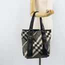 BURBERRY Nova Check Tote Bag Nylon Black Silver Auth bs33871-22