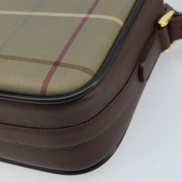 Burberrys Nova Check Shoulder Bag Canvas Brown Gold Auth bs33874