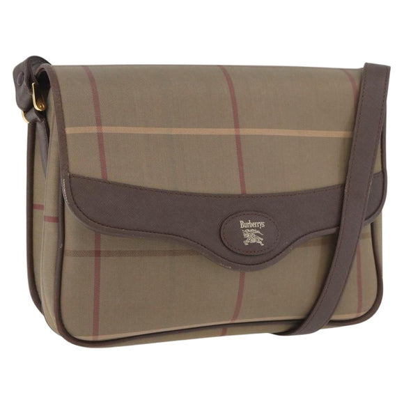 Burberry's Nova Check Schoudertas Canvas Bruin Goud Auth bs33876