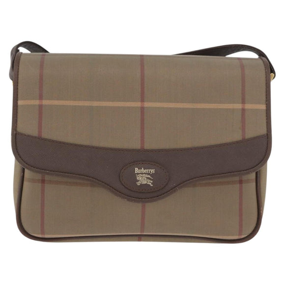 Burberry's Nova Check Schoudertas Canvas Bruin Goud Auth bs33876