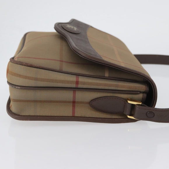 Burberry's Nova Check Schoudertas Canvas Bruin Goud Auth bs33876
