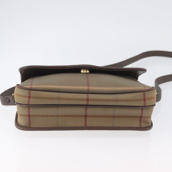 Burberry's Nova Check Schoudertas Canvas Bruin Goud Auth bs33876