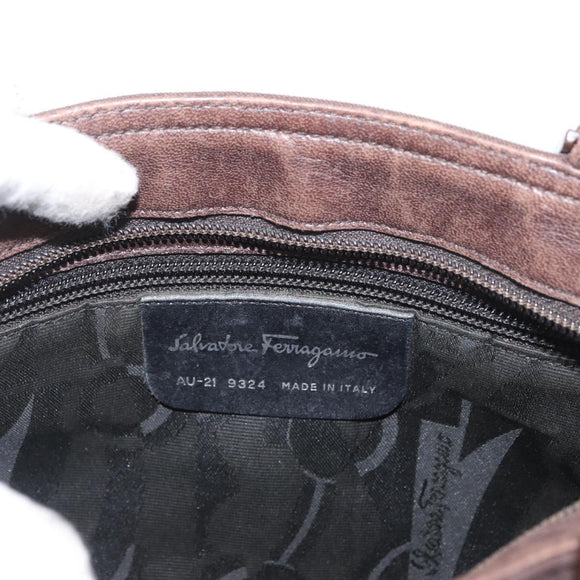 Salvatore Ferragamo Hand Bag Nylon Brown Auth bs33877