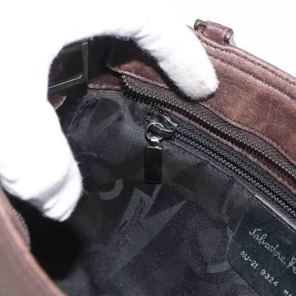 Salvatore Ferragamo Hand Bag Nylon Brown Auth bs33877