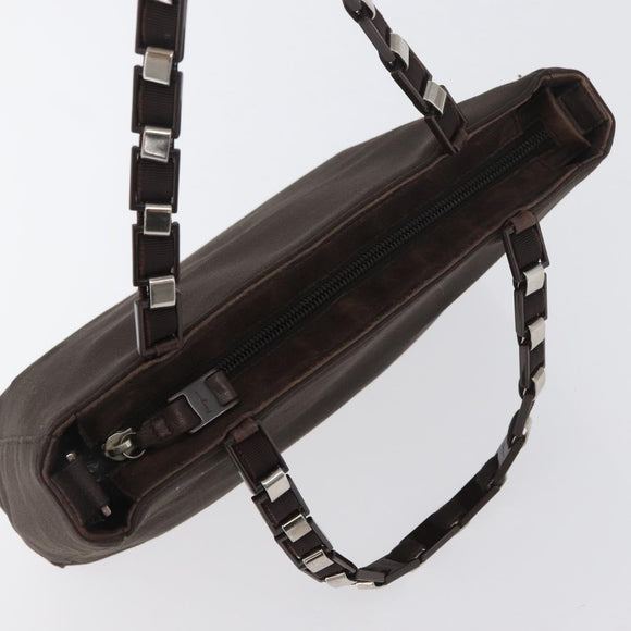 Salvatore Ferragamo Hand Bag Nylon Brown Auth bs33877