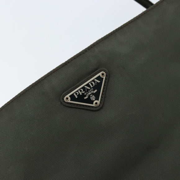PRADA Hand Bag Nylon Khaki Auth bs33878
