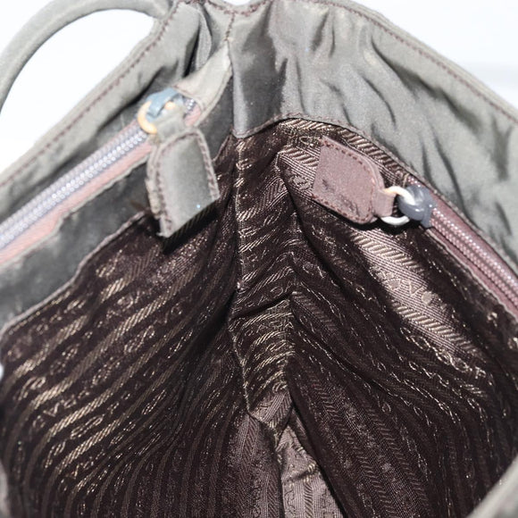 PRADA Hand Bag Nylon Khaki Auth bs33878