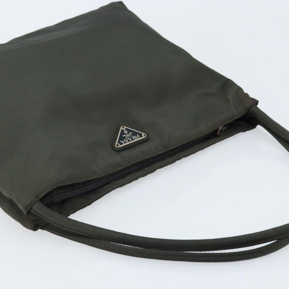 PRADA Hand Bag Nylon Khaki Auth bs33878