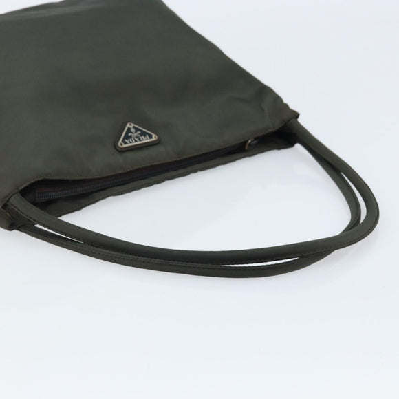 PRADA Hand Bag Nylon Khaki Auth bs33878