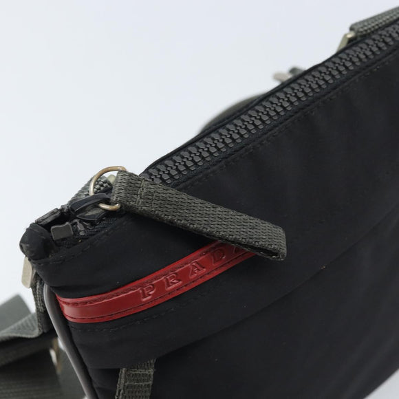 PRADA Sports Shoulder Bag Nylon Black Silver Auth bs33881
