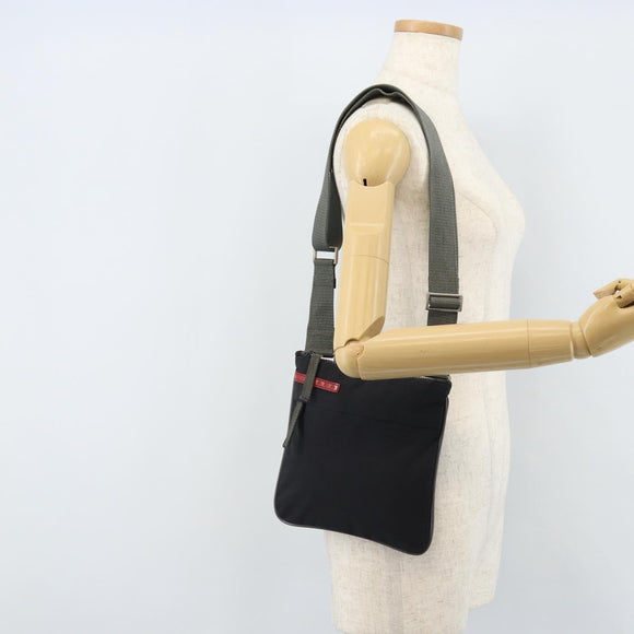 PRADA Sports Shoulder Bag Nylon Black Silver Auth bs33881