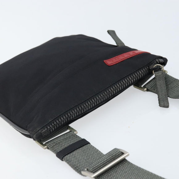 PRADA Sports Shoulder Bag Nylon Black Silver Auth bs33881