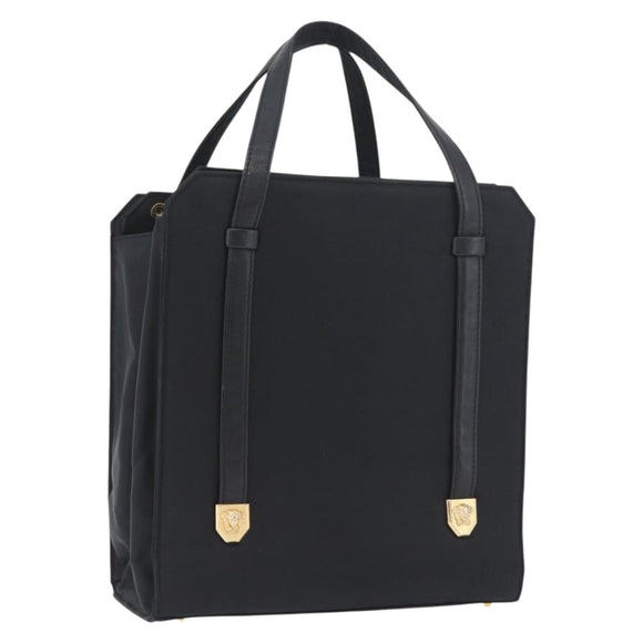 Gianni Versace Handtasche Nylon Schwarz Gold Auth bs33883