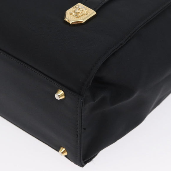 Gianni Versace Handtasche Nylon Schwarz Gold Auth bs33883