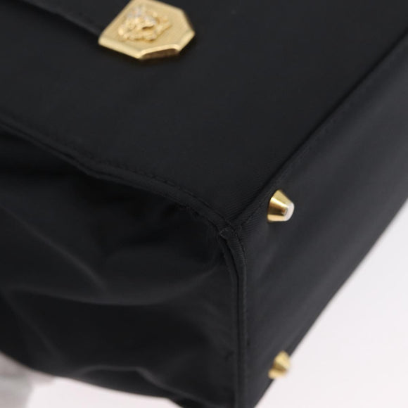 Gianni Versace Handtasche Nylon Schwarz Gold Auth bs33883