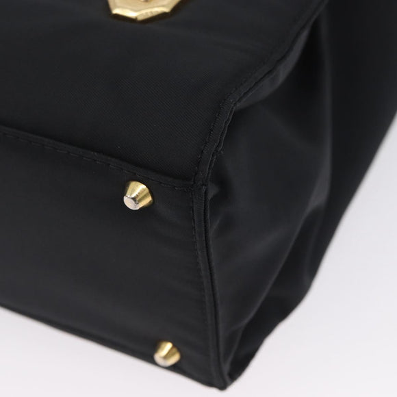 Gianni Versace Handtasche Nylon Schwarz Gold Auth bs33883