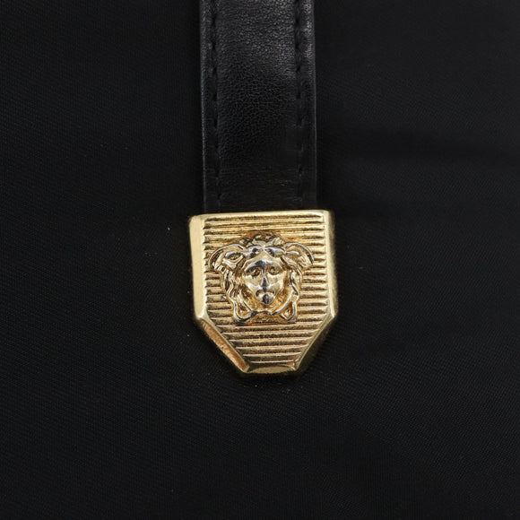 Gianni Versace Handtasche Nylon Schwarz Gold Auth bs33883