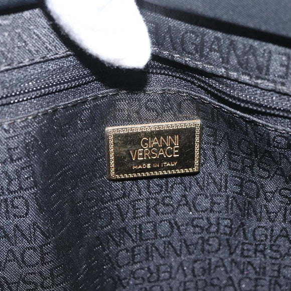 Gianni Versace Handtasche Nylon Schwarz Gold Auth bs33883