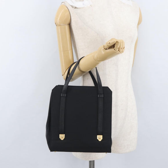Gianni Versace Handtasche Nylon Schwarz Gold Auth bs33883