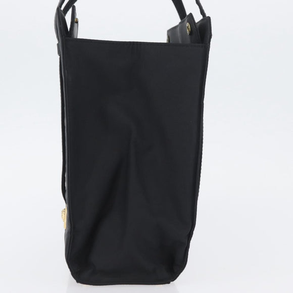 Gianni Versace Handtasche Nylon Schwarz Gold Auth bs33883