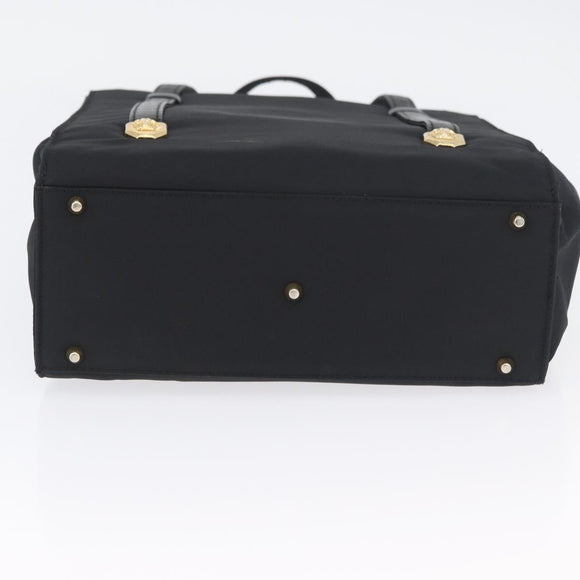 Gianni Versace Handtasche Nylon Schwarz Gold Auth bs33883