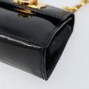 Salvatore Ferragamo Pouch Gancini Bag Patent leather Black Gold Auth bs33884-10