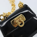 Salvatore Ferragamo Pouch Gancini Bag Patent leather Black Gold Auth bs33884-14