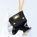 Salvatore Ferragamo Pouch Gancini Bag Patent leather Black Gold Auth bs33884-15