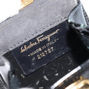 Salvatore Ferragamo Pouch Gancini Bag Patent leather Black Gold Auth bs33884-16